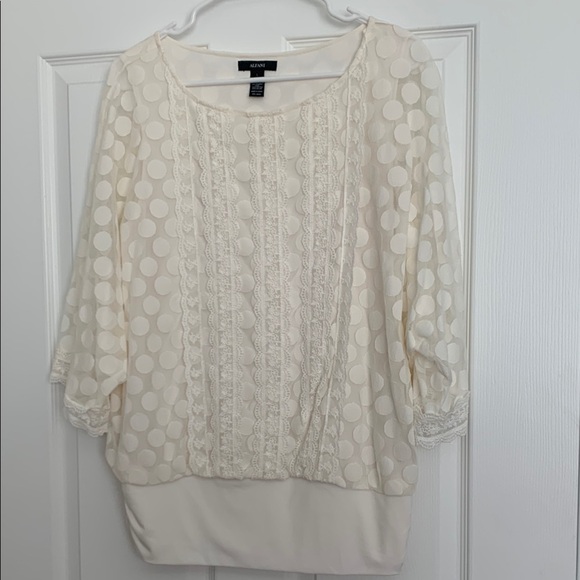 Alfani Cream Lace Blouse - Picture 1 of 8